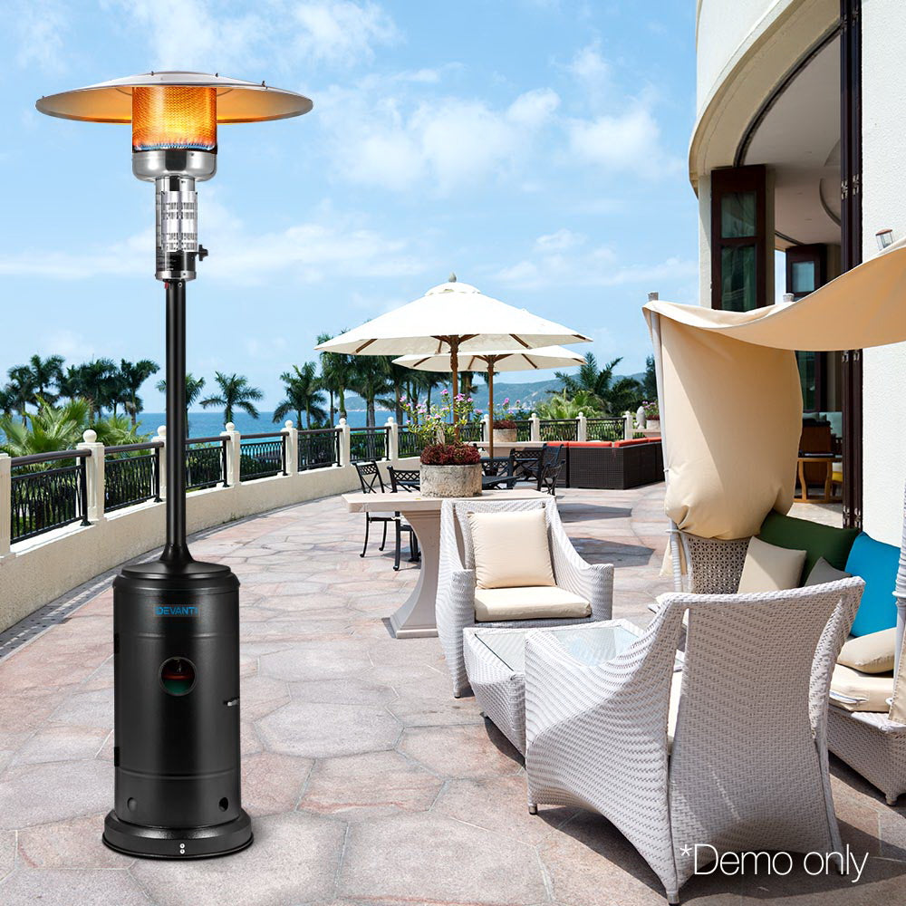 Devanti Portable Gas Patio Heater - Black and Silver