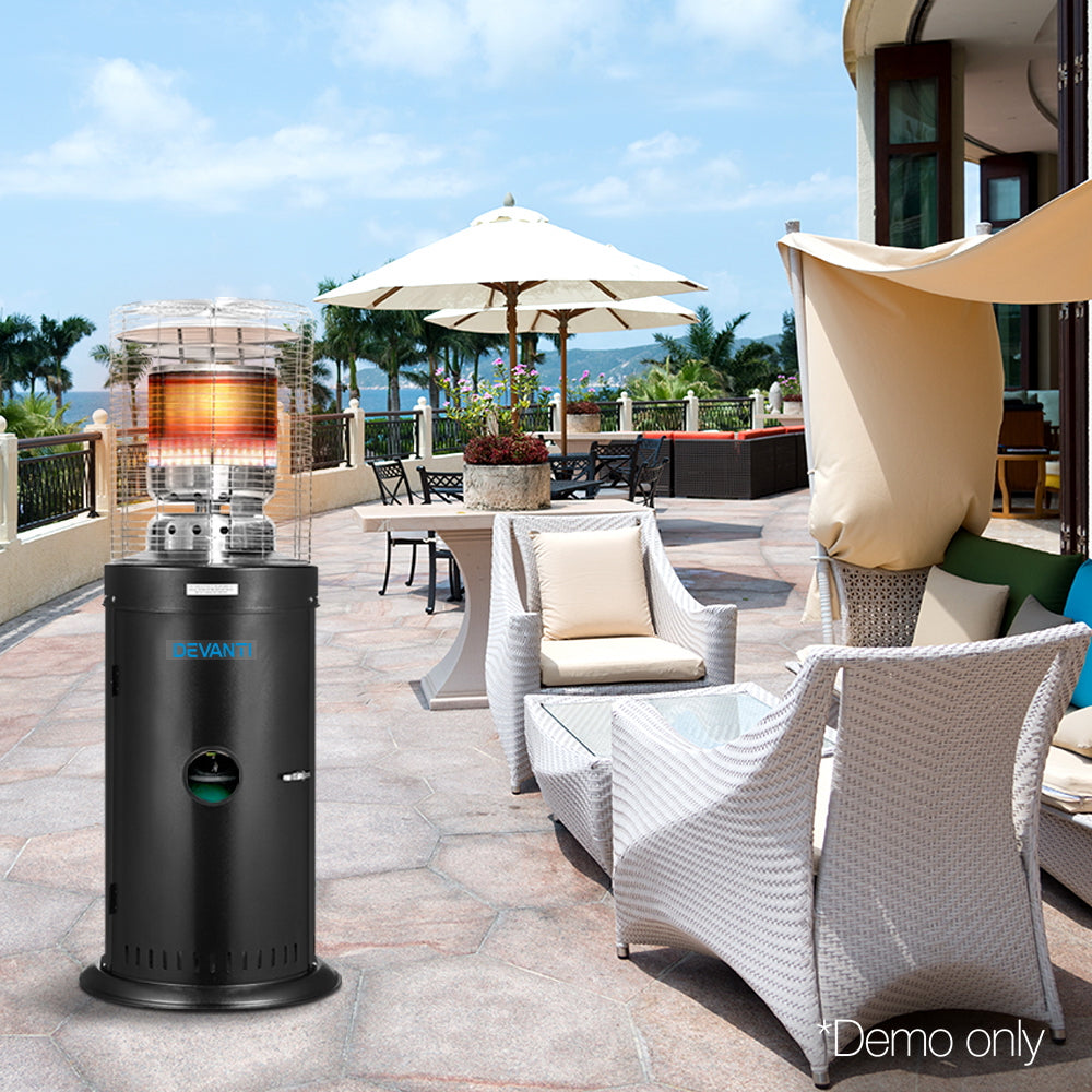Devanti Gas Patio Outdoor Heater Propane Butane LPG Portable Heater Stand Steel Black