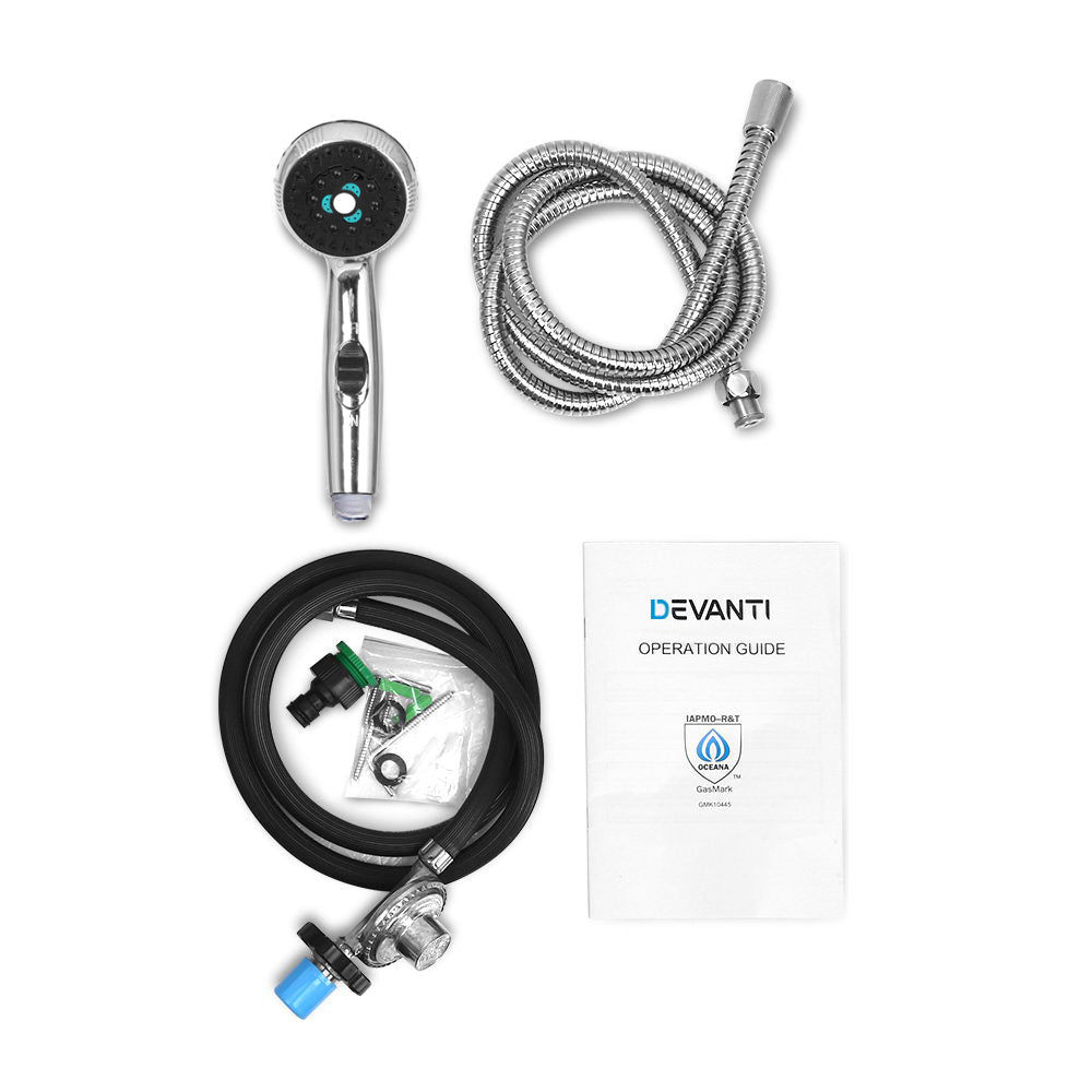 Devanti Outdoor Portable Gas Water Heater 8LPM Camping Shower Silver