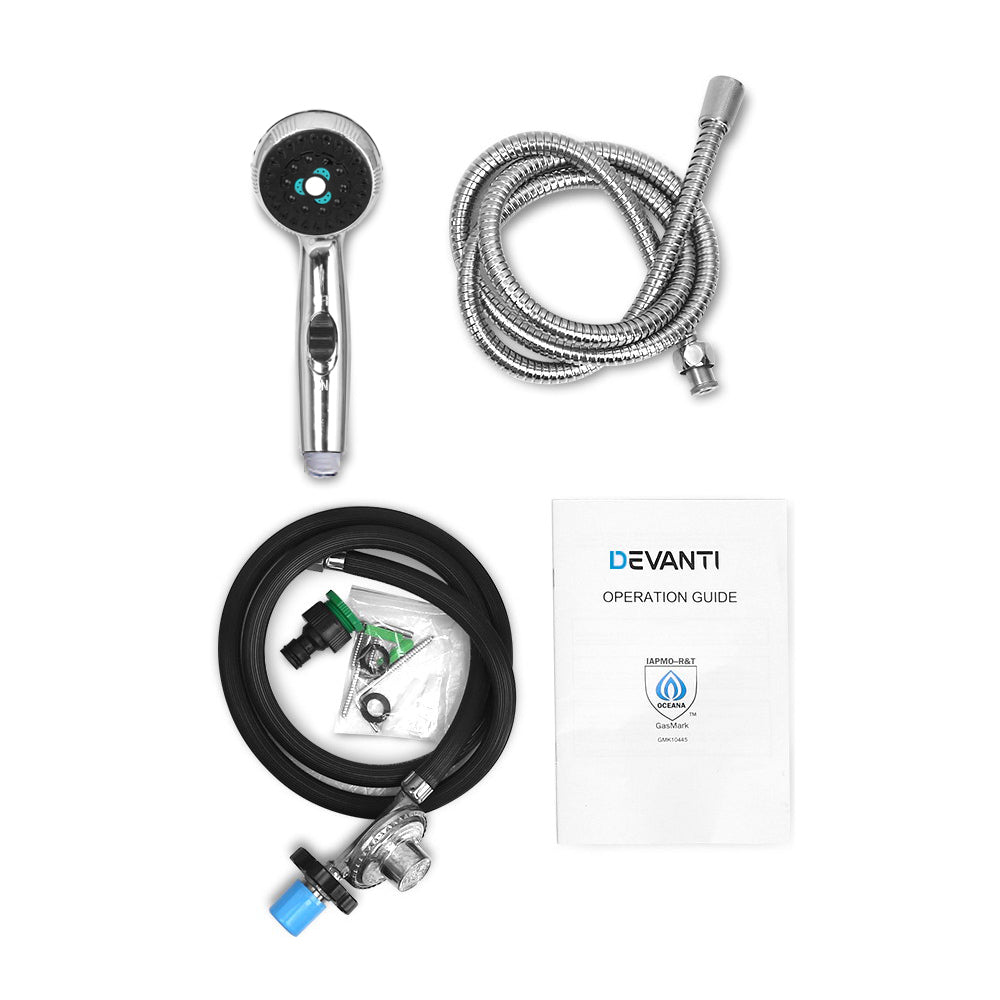 Devanti Portable Gas Water Heater 8LPM Outdoor Camping Shower White