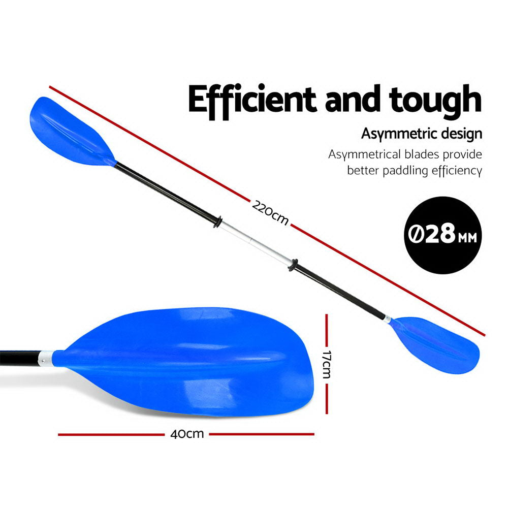 Premium 220cm Kayak Oar Paddle- Blue
