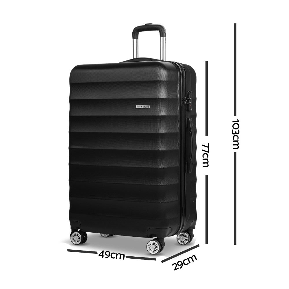 Wanderlite 2 Piece Lightweight Hard Suit Case Luggage Black
