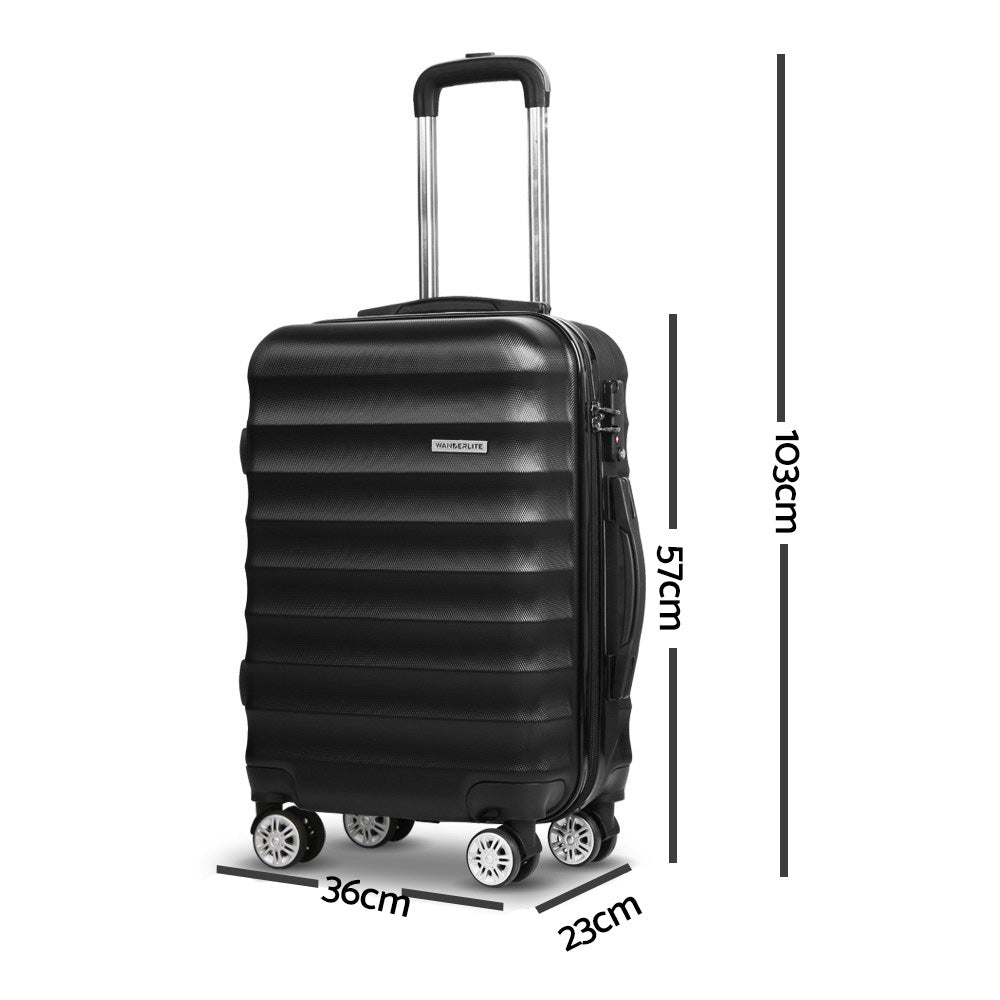 Wanderlite 2 Piece Lightweight Hard Suit Case Luggage Black