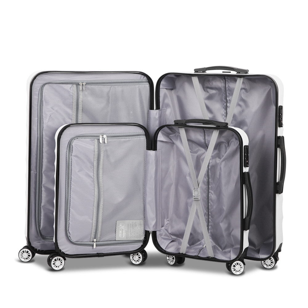 Wanderlite 2 Piece Lightweight Hard Suit Case Luggage White