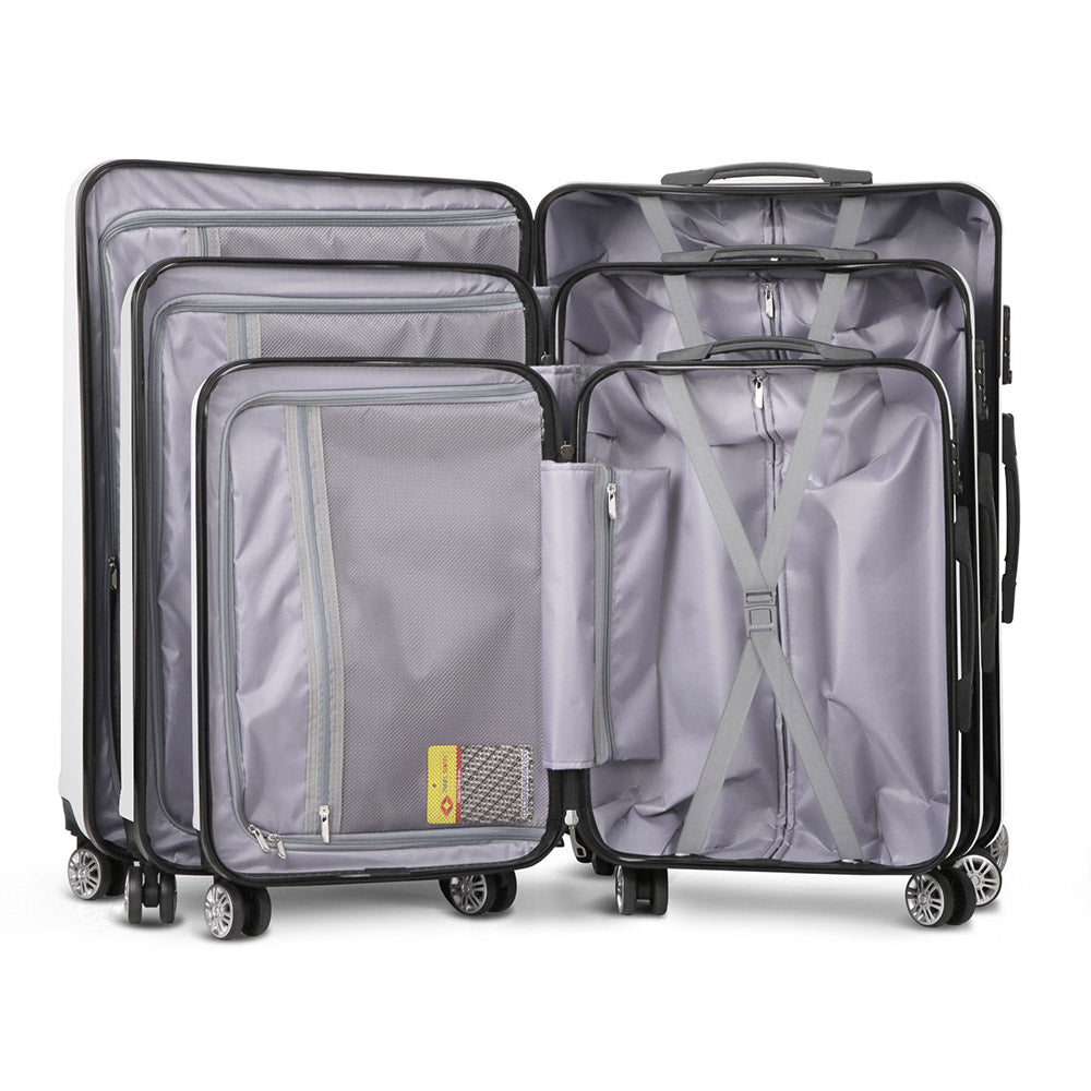 Wanderlite 3 Piece Lightweight Hard Suit Case Luggage White