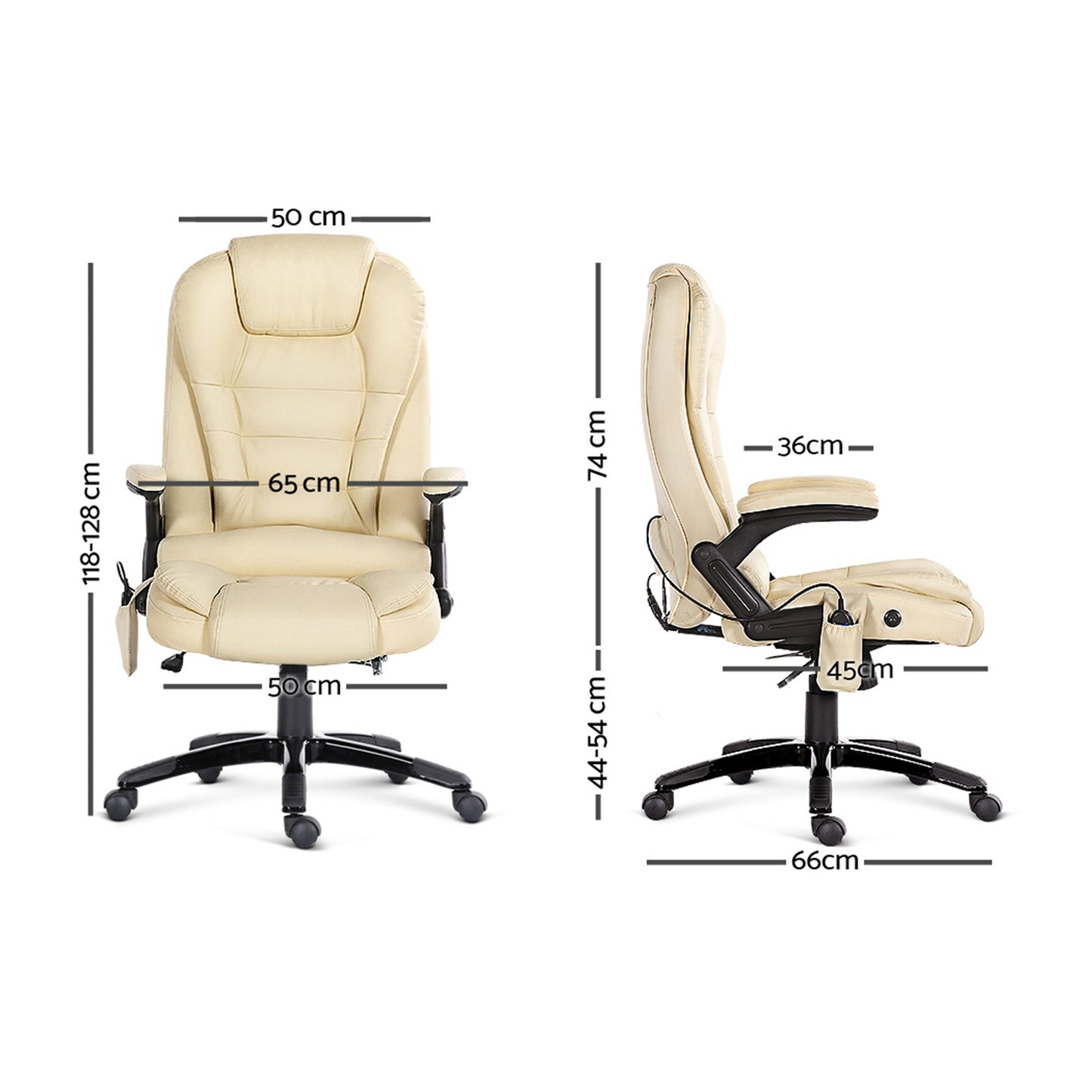 8 Point PU Leather Reclining Massage Chair - Beige