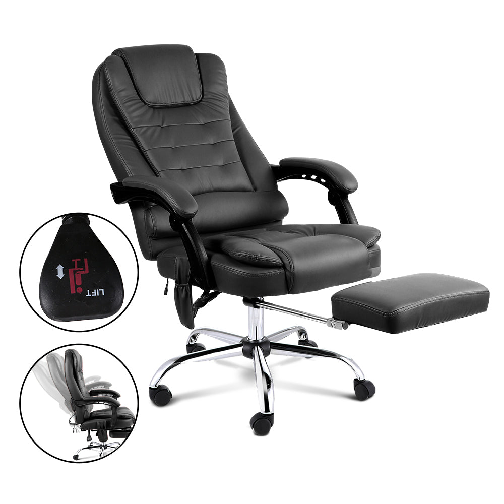 8 Point Reclining Massage Chair - Black