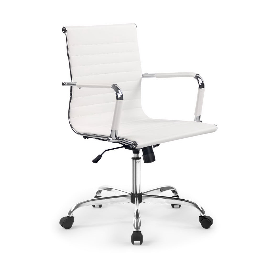 Eames Replica Office Chair Executive Mid Back Seating PU Leather White