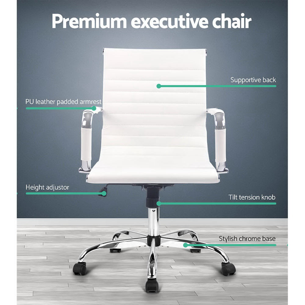 Artiss Gaming Office Chair Computer Desk Chairs Home Work Study White Mid Back