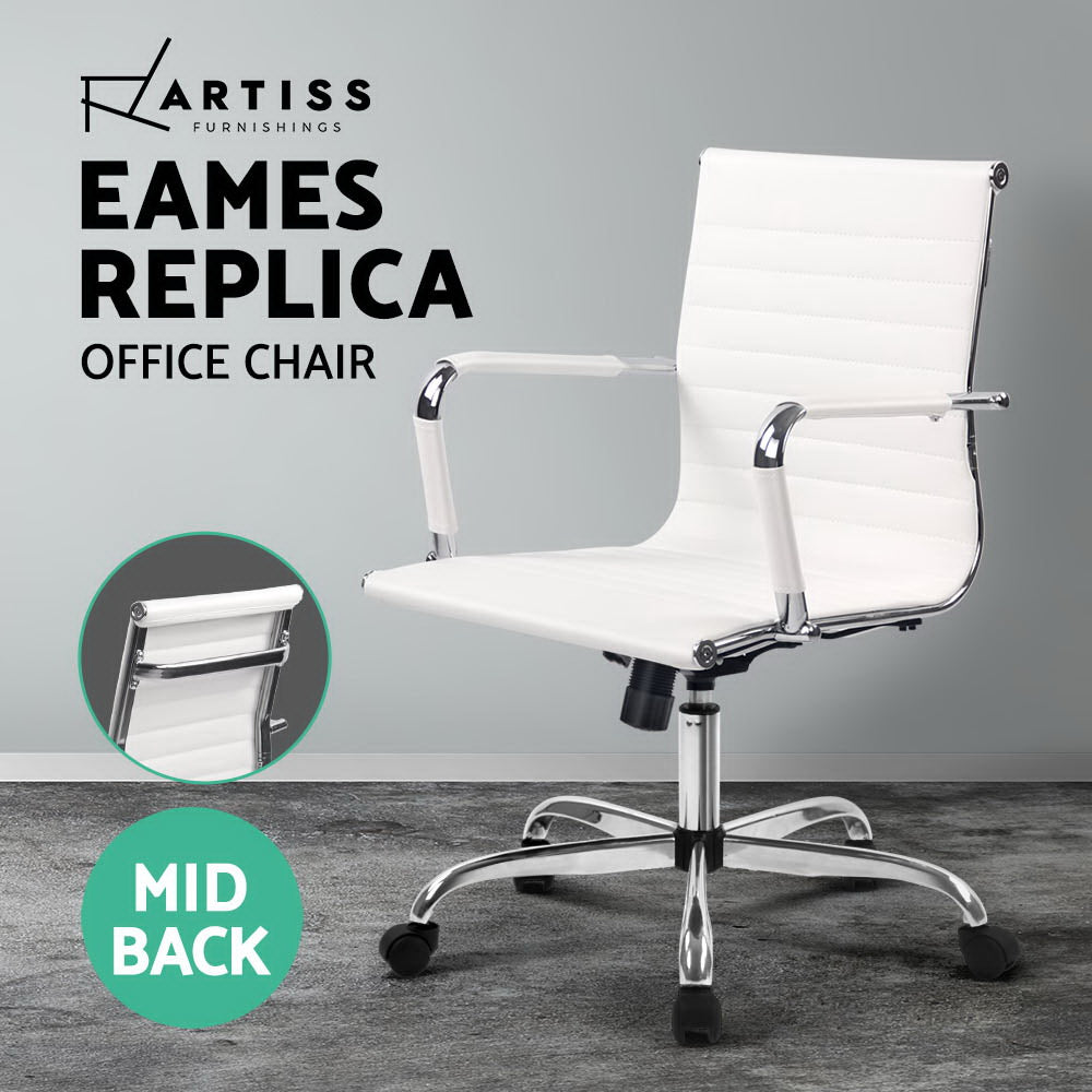 Artiss Gaming Office Chair Computer Desk Chairs Home Work Study White Mid Back