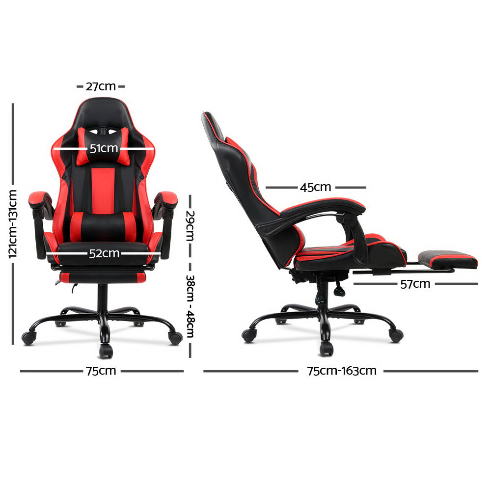Reclining Office Desk Gaming Chair - Black and Red