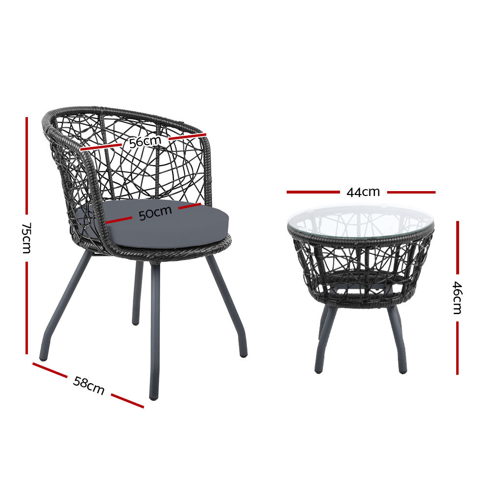Gardeon Outdoor Patio Chair and Table - Black