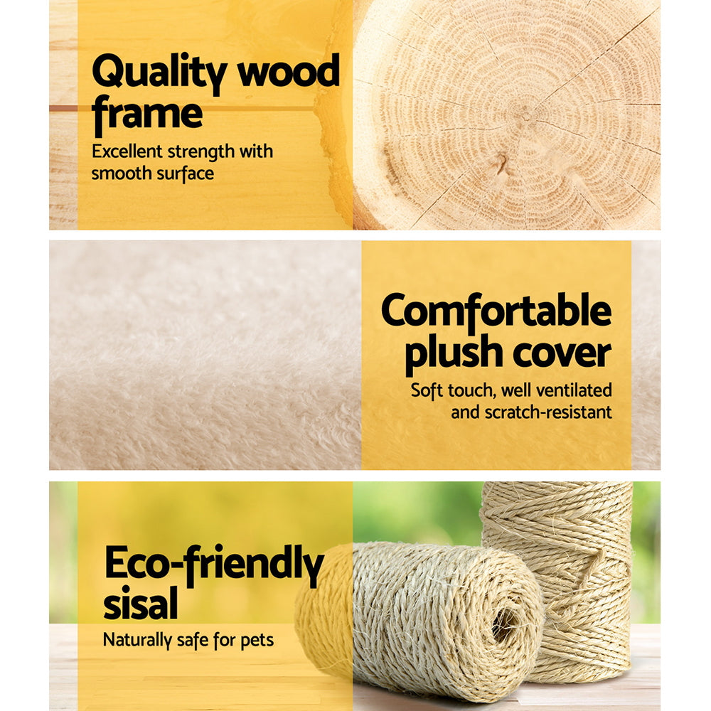 i.Pet 123cm Multi Level Cat Scratching Post - Beige