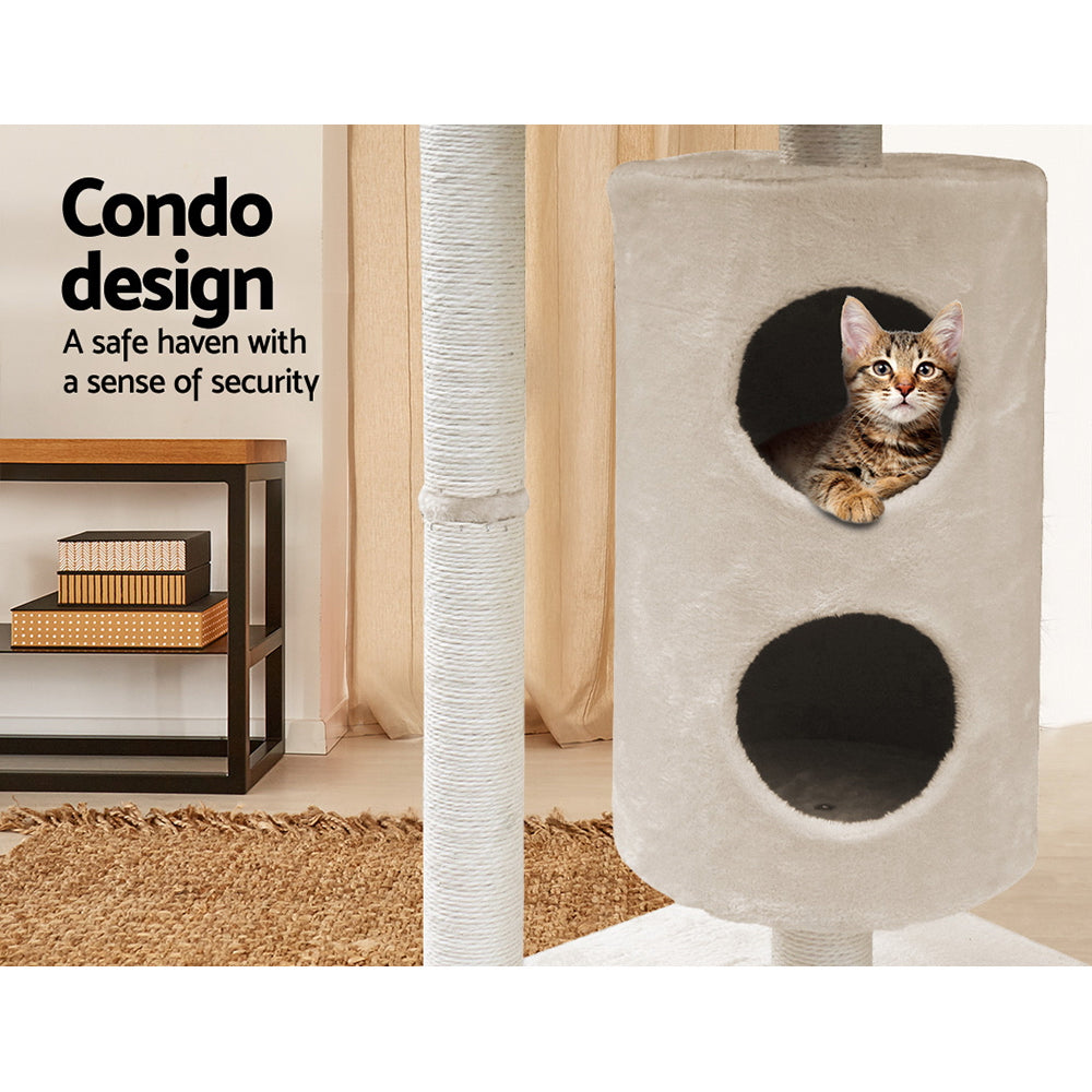 i.Pet 123cm Multi Level Cat Scratching Post - Beige