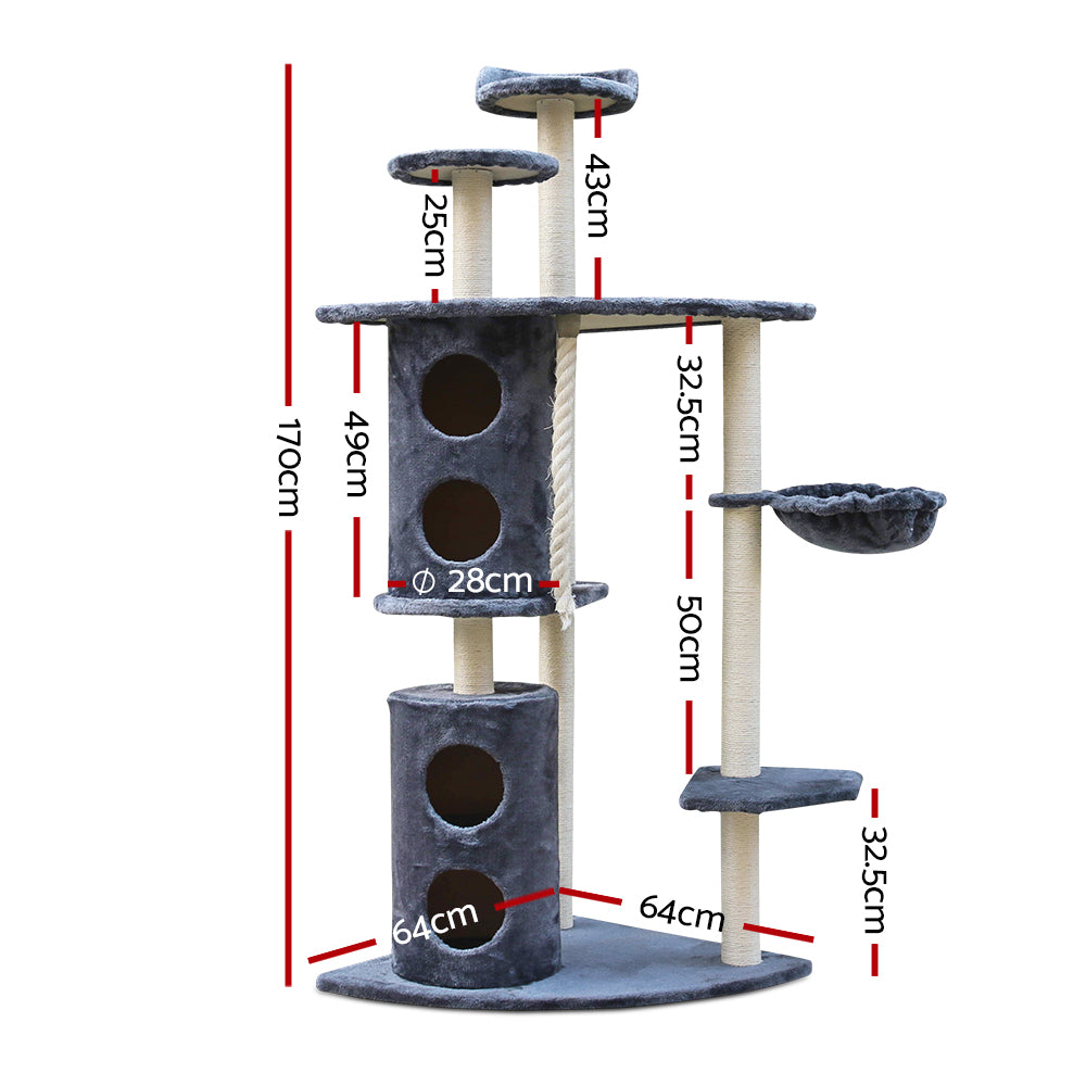 i.Pet 170cm Multi Level Cat Scratching Post - Grey