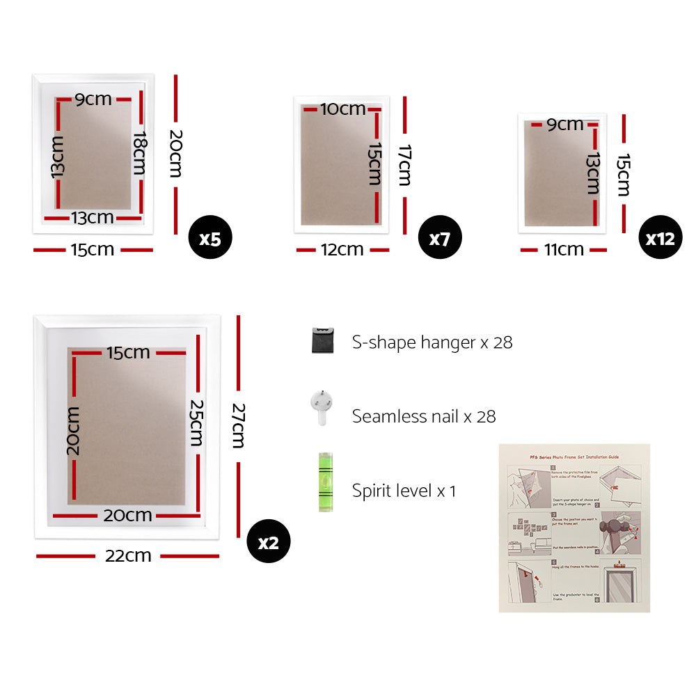 26 PCS Picture Photo Frame Wall Set Home Decor Present Gift White