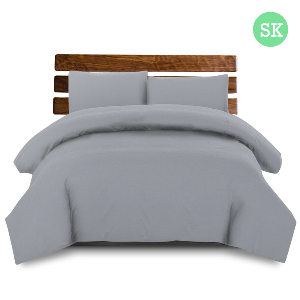 Giselle Bedding Super King Size Classic Quilt Cover Set - Grey