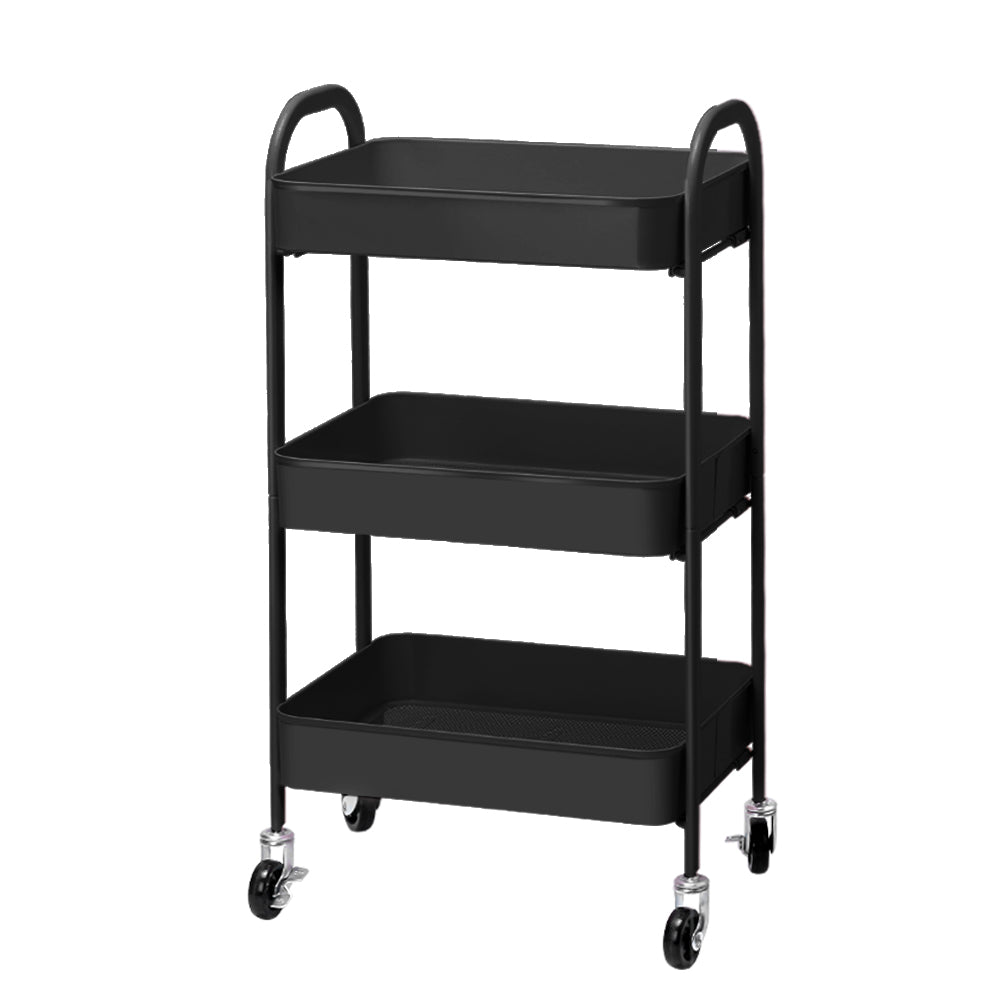 Artiss 3 Tier Kitchen Storage Cart Portable Rolling Rack Shelf Wheel Office Tool
