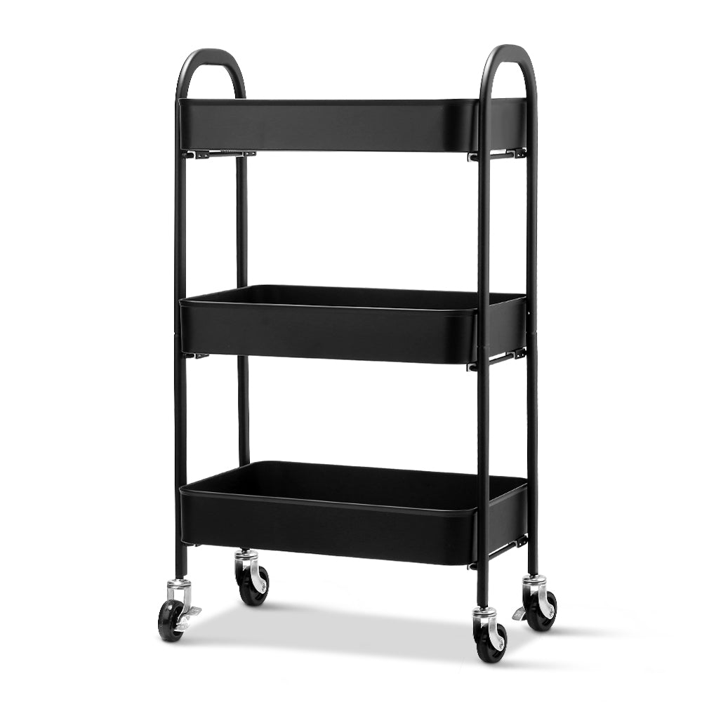 Artiss 3 Tier Kitchen Storage Cart Portable Rolling Rack Shelf Wheel Office Tool
