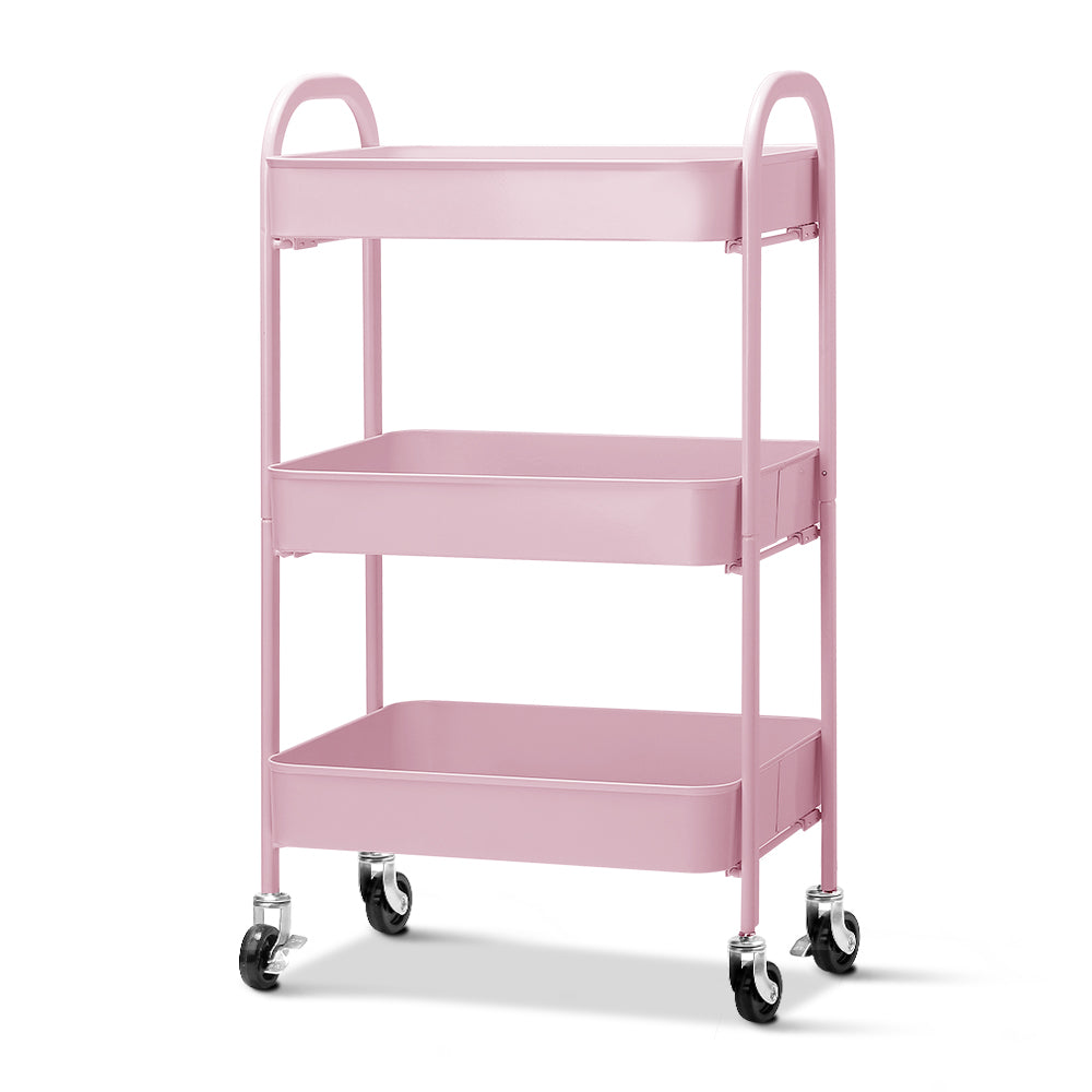 Artiss 3 Tier Kitchen Trolley Storage Cart Portable Rolling Rack Shelf Organiser