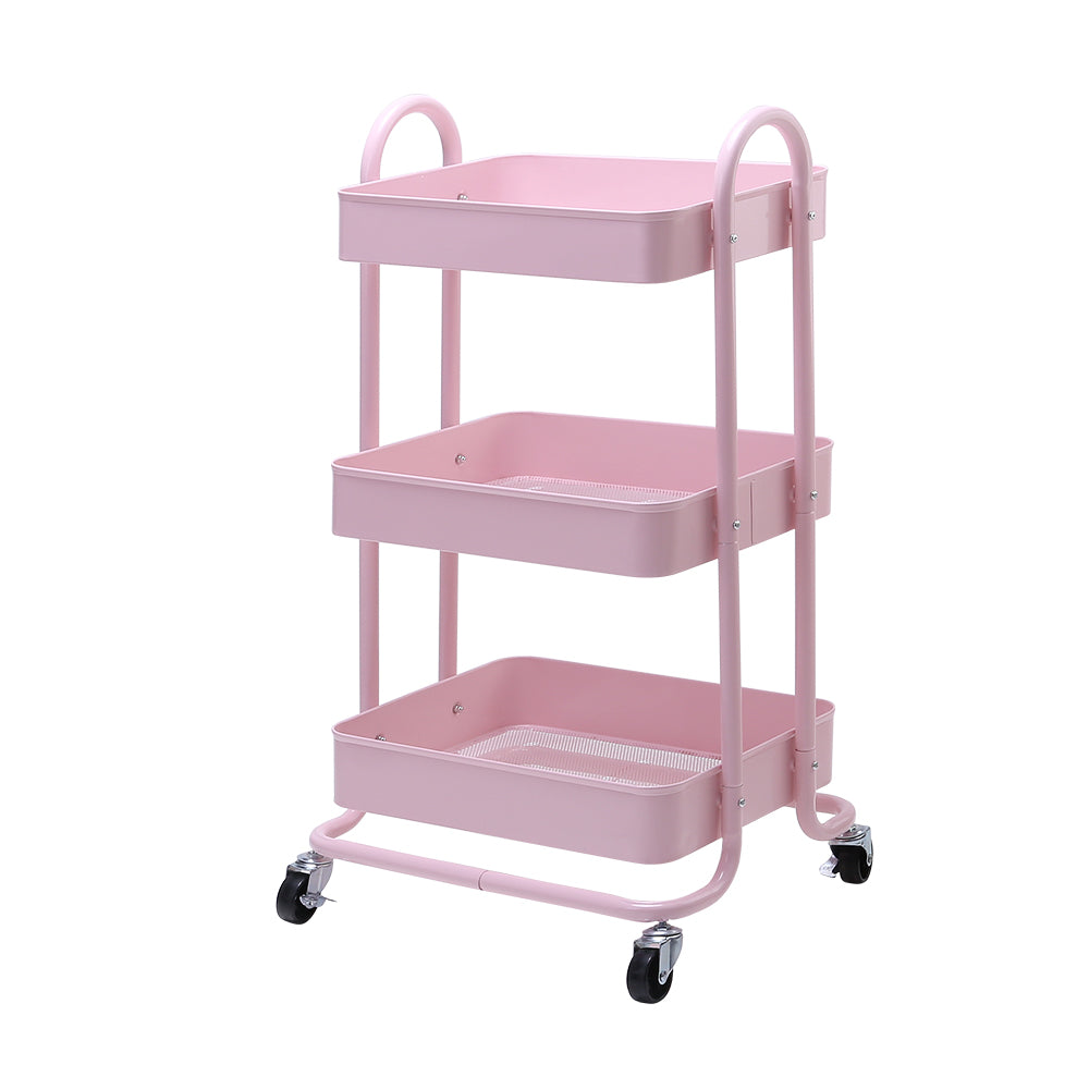 Artiss 3 Tier Rolling Storage Cart Portable Kitchen Trolley Rack Shelf Wheels