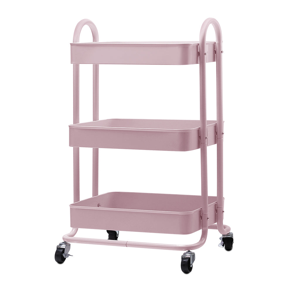 Artiss 3 Tier Rolling Storage Cart Portable Kitchen Trolley Rack Shelf Wheels