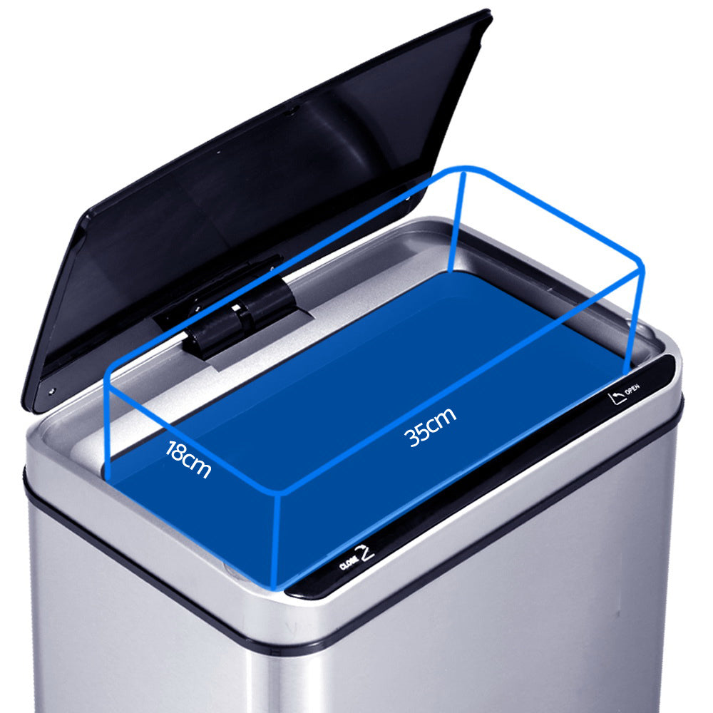 Devanti 70L Motion Sensor Bin - Silver