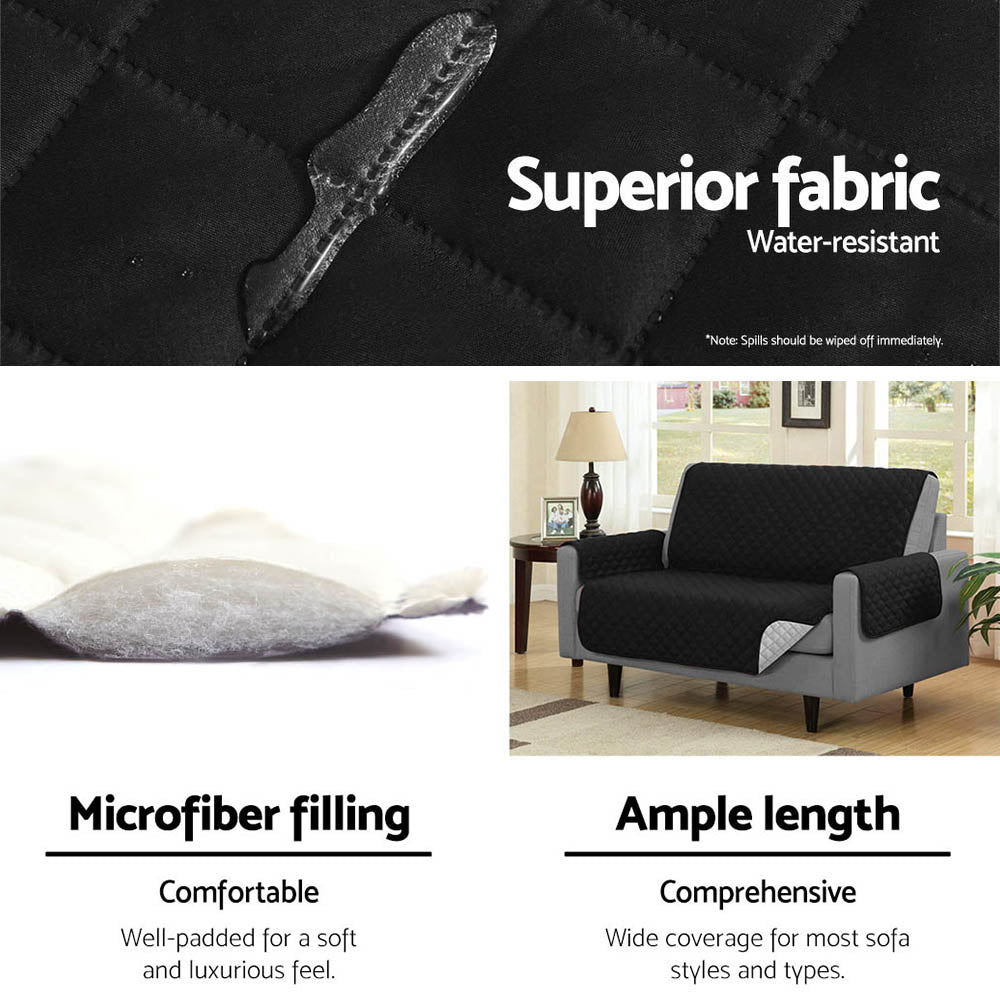 Artiss Sofa Cover Quilted Couch Covers Protector Slipcovers 2 Seater Black
