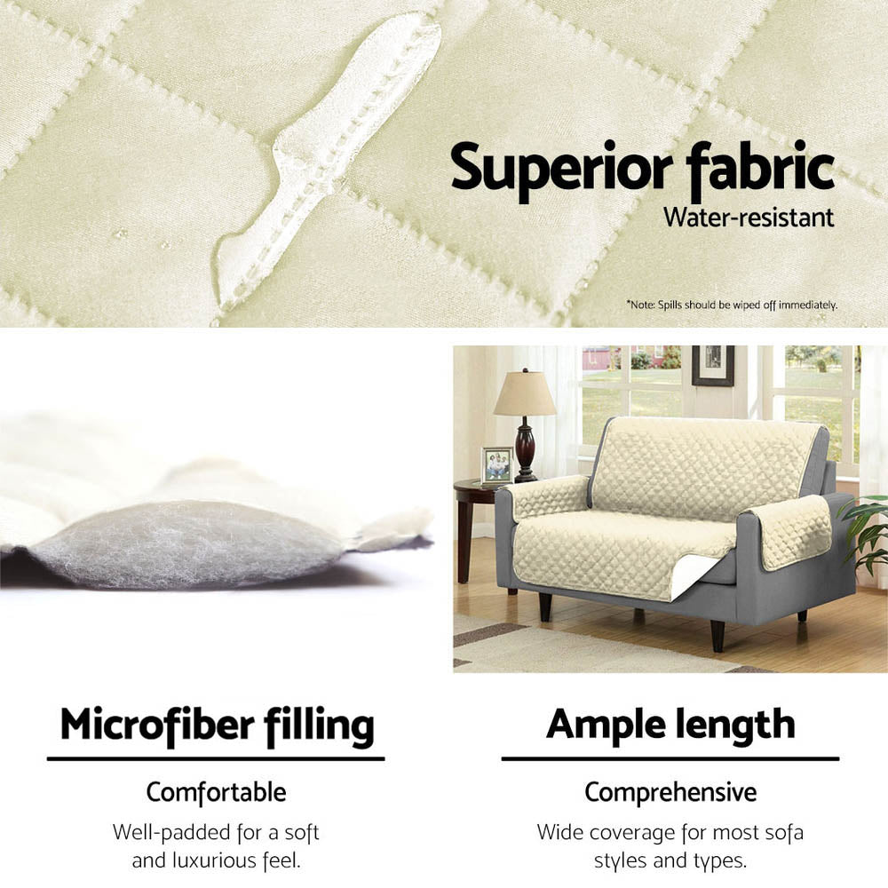 Artiss Sofa Cover Quilted Couch Covers Protector Slipcovers 2 Seater Khaki