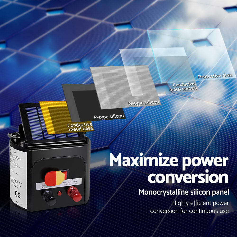 Giantz 8km Solar Power Electric Fence Charger Energiser