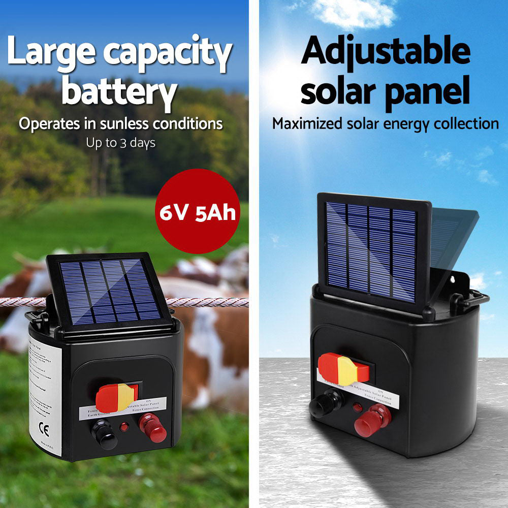 Giantz 8km Solar Power Electric Fence Charger Energiser