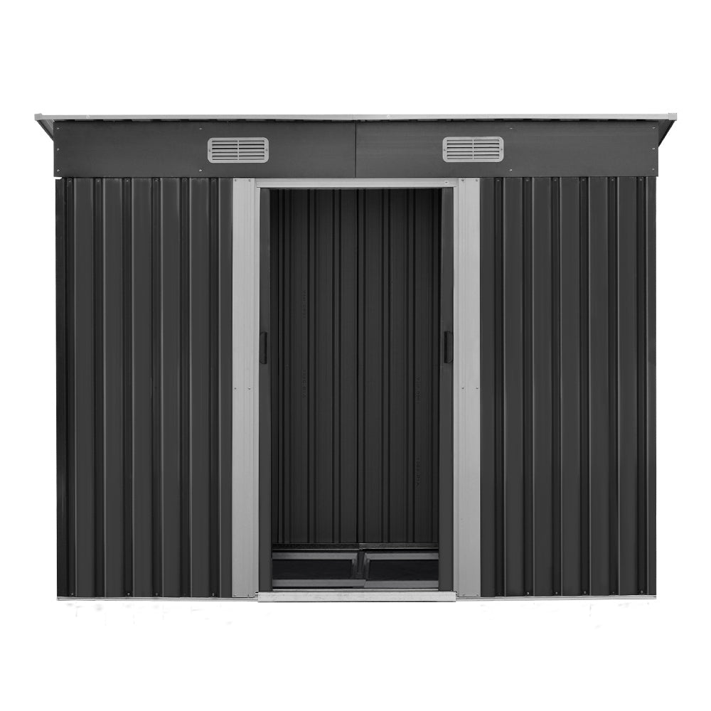 Giantz 2.35 x 1.31m Steel Base Garden Shed - Grey