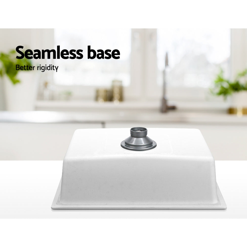Cefito Stone Kitchen Sink 610X470MM Granite Under/Topmount Basin Bowl Laundry White