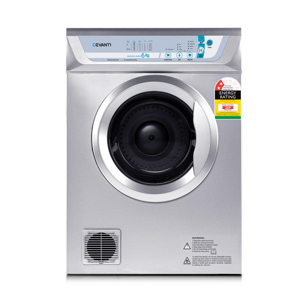 Devanti 6kg Tumble Dryer Silver