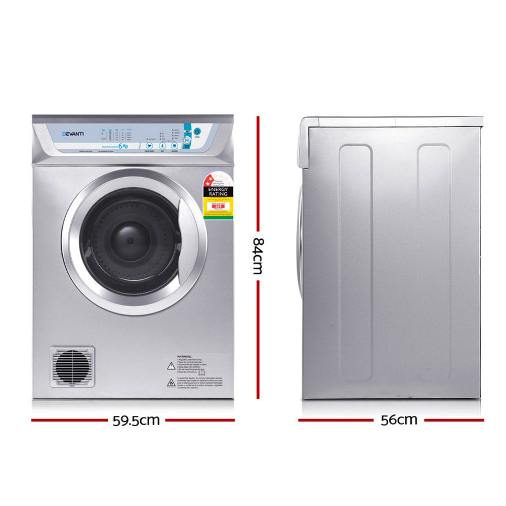 Devanti 6kg Tumble Dryer Silver