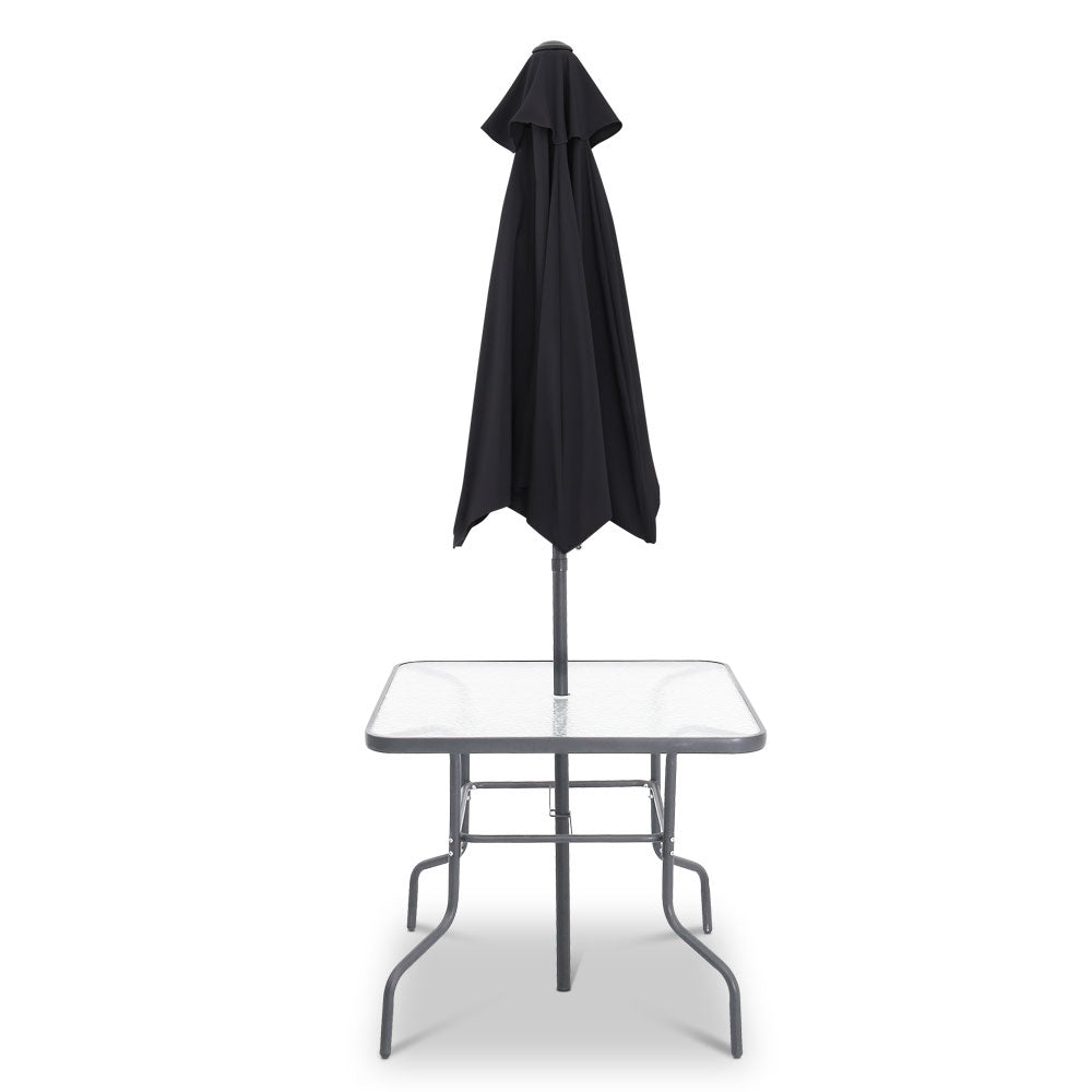 Gardeon 6 Piece Square Outdoor Dining Set - Black