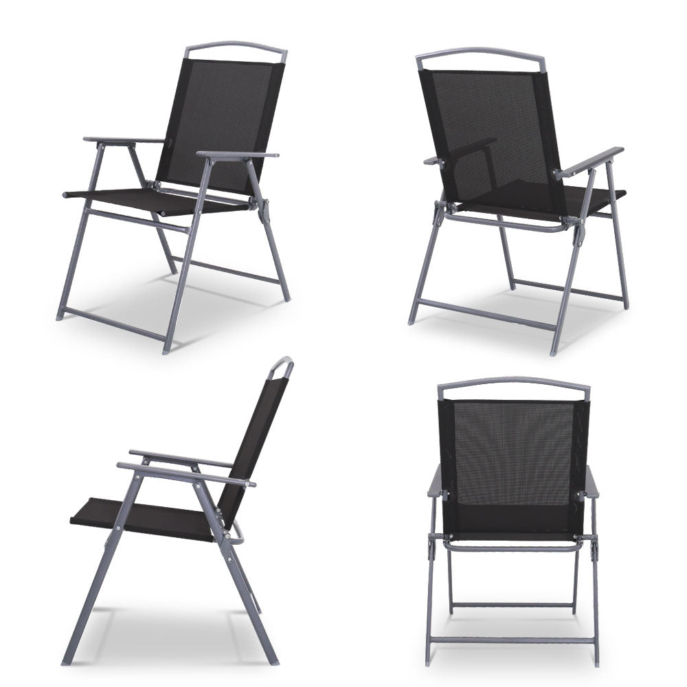 Gardeon 6 Piece Square Outdoor Dining Set - Black