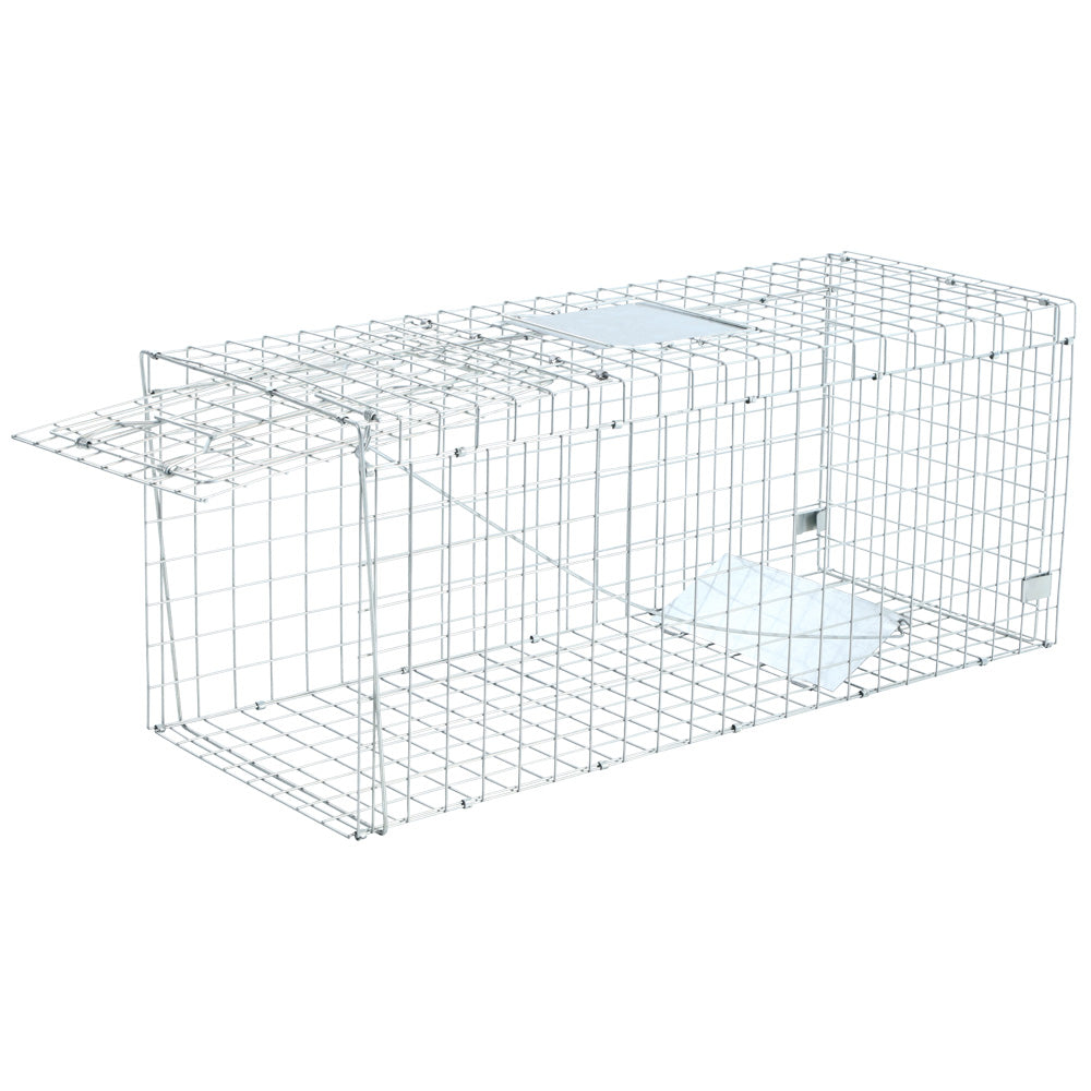 Humane Animal Trap Cage 150 x 50 x 53cm  - Silver