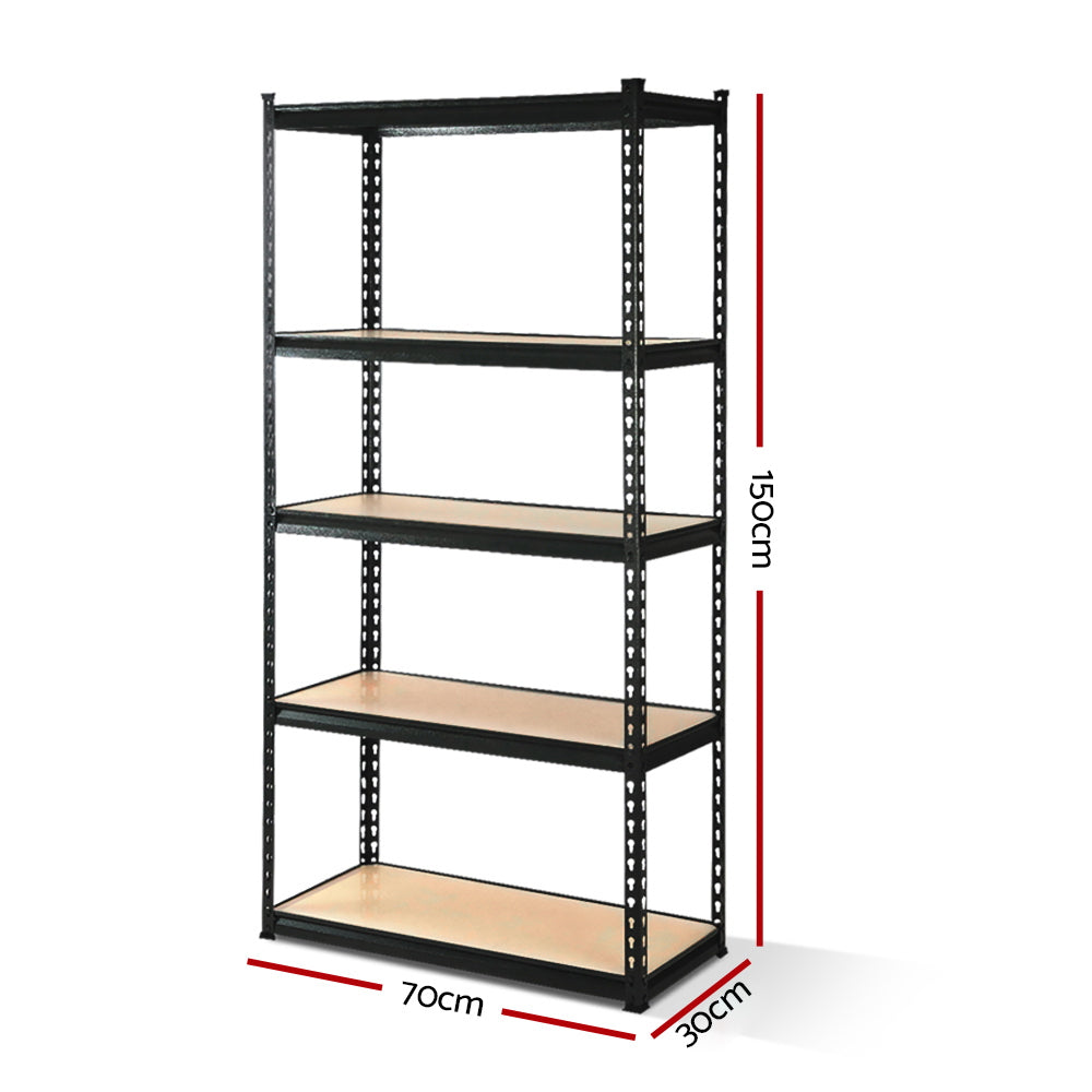 Giantz 5 Tier Industrial Shelving Unit - Black