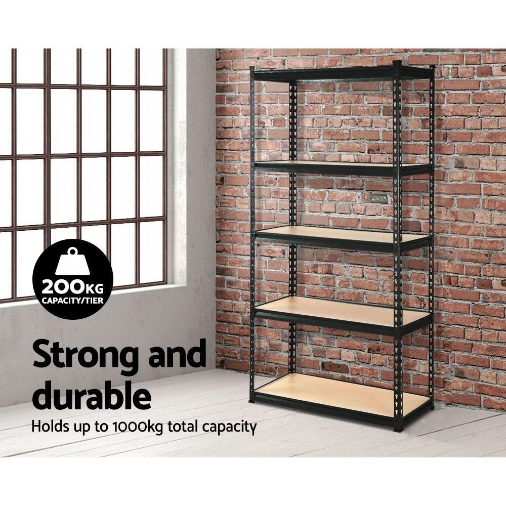 Giantz 5 Tier Industrial Shelving Unit - Black
