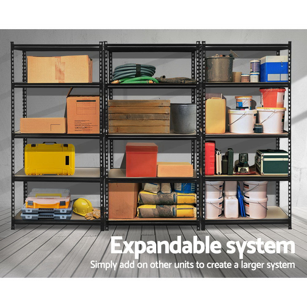 Giantz 5 Tier Industrial Shelving Unit - Black