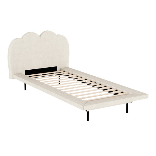 Artiss Bed Frame Single Size Boucle Beige SASA
