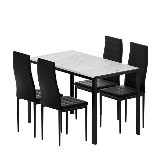 1 Artiss Dining Table and 4 Chairs Set Marble Effect