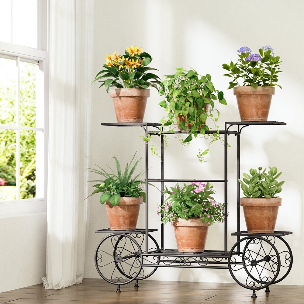 Artiss Plant Stand 6 Tier Iron 4 Wheeler