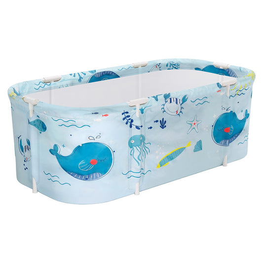 Weisshorn Foldable Bathtub PVC Spa Bucket Inflatable Cushion 132x65cm Blue