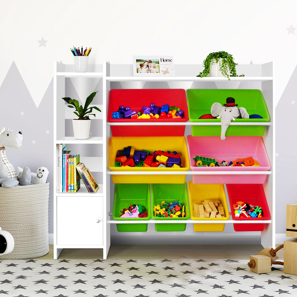 Keezi Kids Toy Box 8 Bins Bookshelf Storage Rack Organiser Toy Display