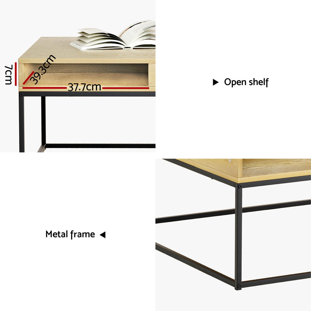 Artiss Coffee Table Storage Shelf Metal Frame
