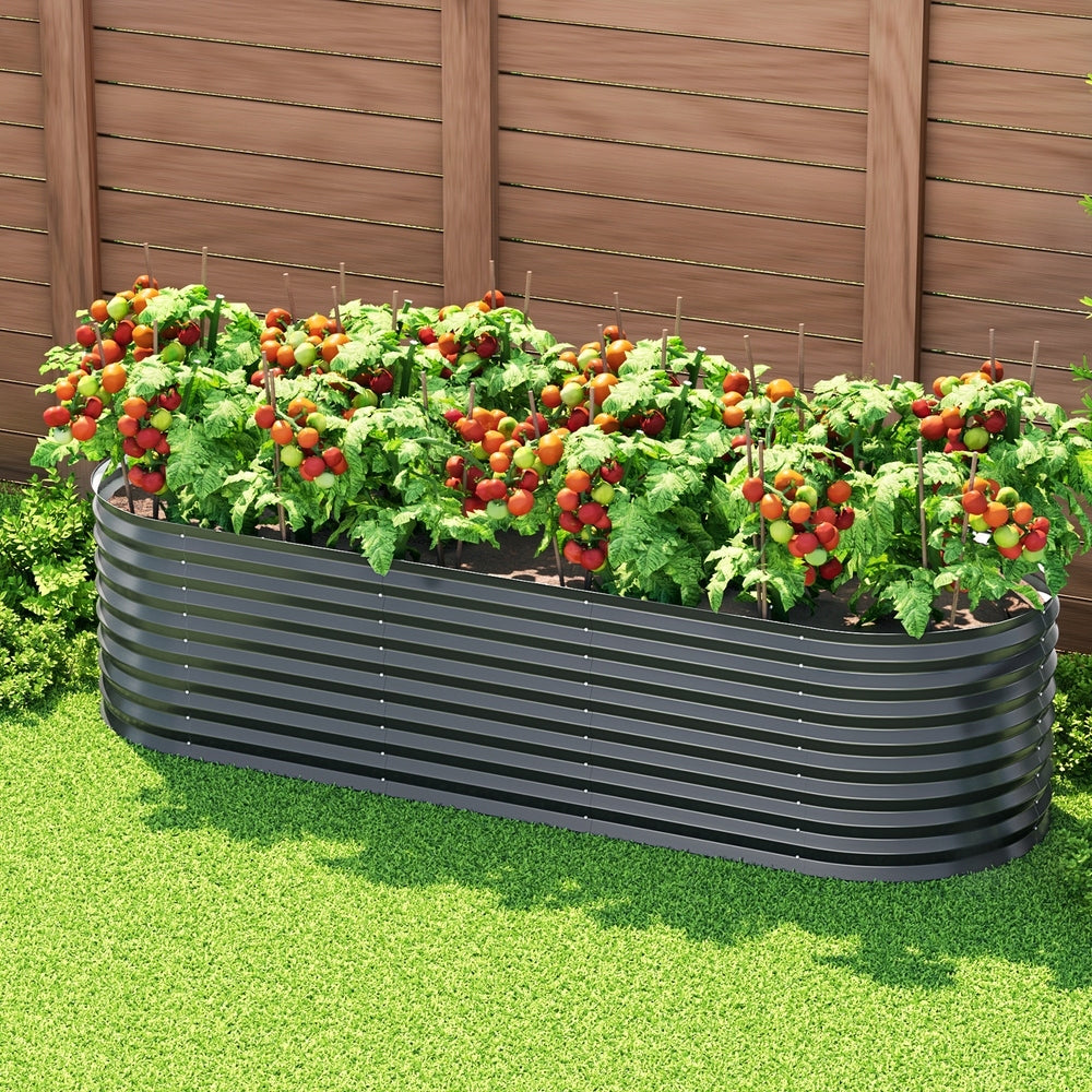 Green Fingers Garden Bed 240X80X56cm Oval Planter Box