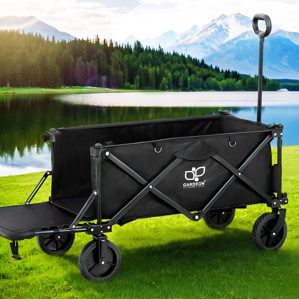 Gardeon Garden Cart with Opening Rear Black