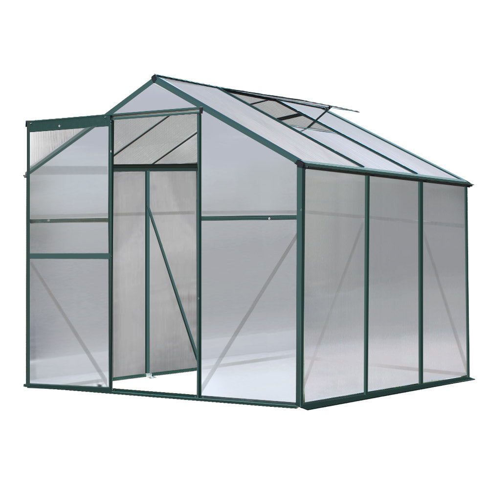 Green Fingers Greenhouse 1.9x1.9x1.83M Aluminium Polycarbonate Green House Garden Shed